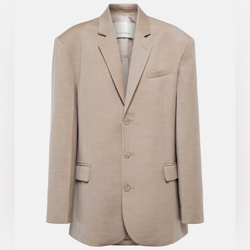 NWT The Frankie Shop Gelso Oversized Blazer Taupe Melange XS sand color new - Picture 14 of 15